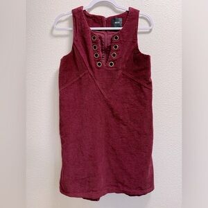 Anthropologie Maeve Liesl Corduroy Swing Dress Pockets Back Zip Lined Maroon XS